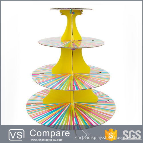 Temporary 4 Tiers Corrugated Cardboard Cupcake Stand
